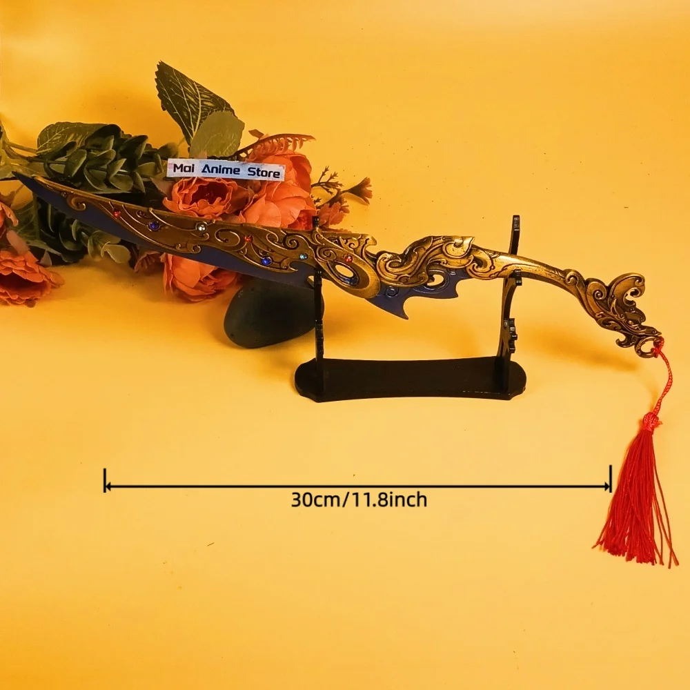11.6 بوصة معدنية ثلاثة مملكة كاتانا الأصلي الساموراي صابر أنيمي السيف القديم دمشق السيف الحجم الحقيقي اليابانية كاتانا لعبة هدية