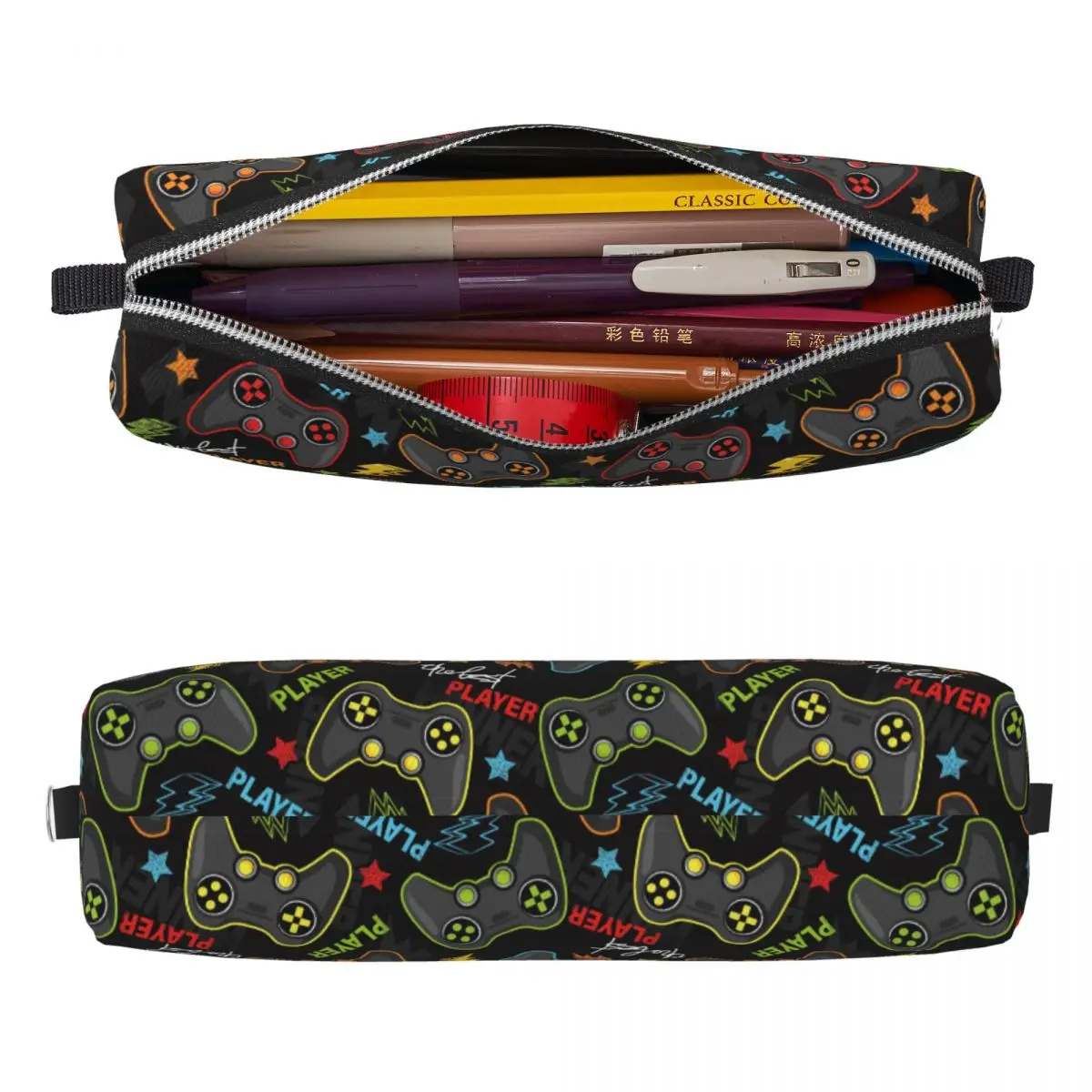 Game Controller Pattern Pencil Cases Pencilcases Pen Holder Large Storage Pencil Bags School Supplies Zipper Stationery