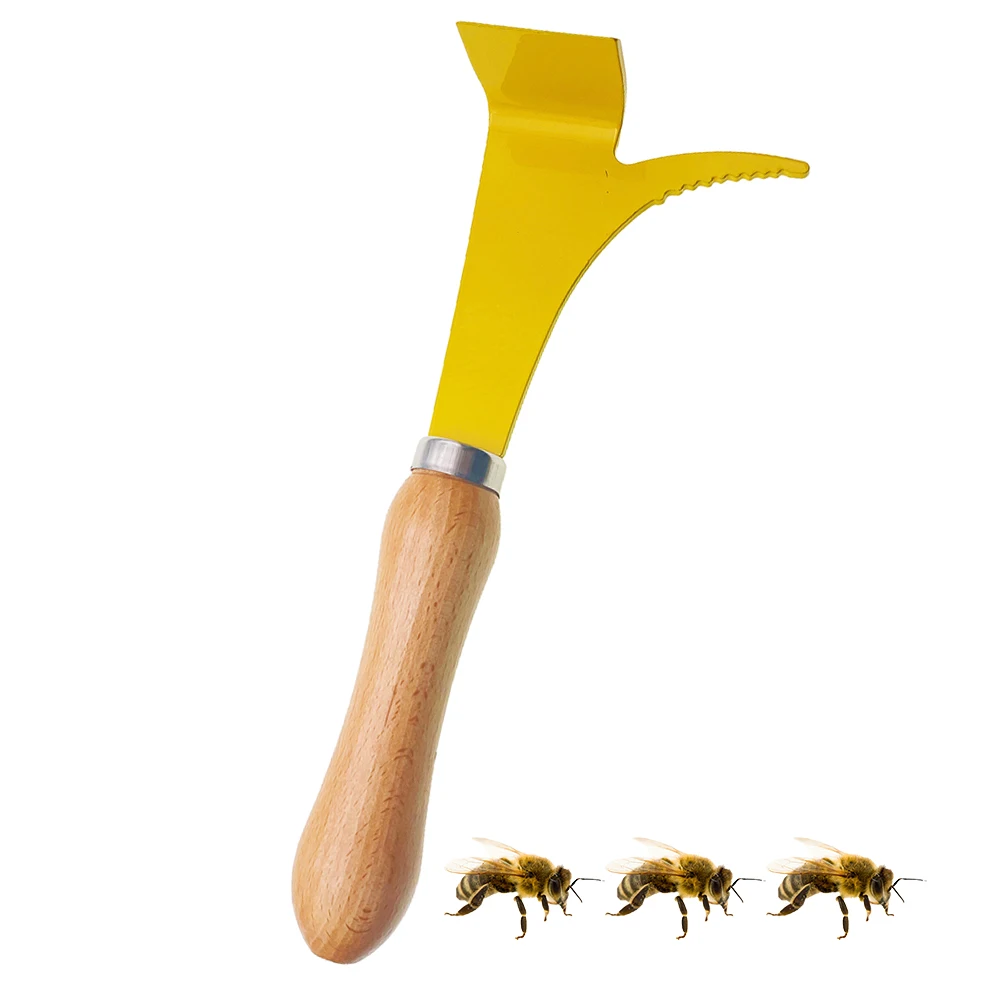 Universal Lifting Lids Wooden Handle J Hooked Hive Tools Pry Bar  Comb Frame Lifter Uncapping Shovel Beekeeper Tools Supplies