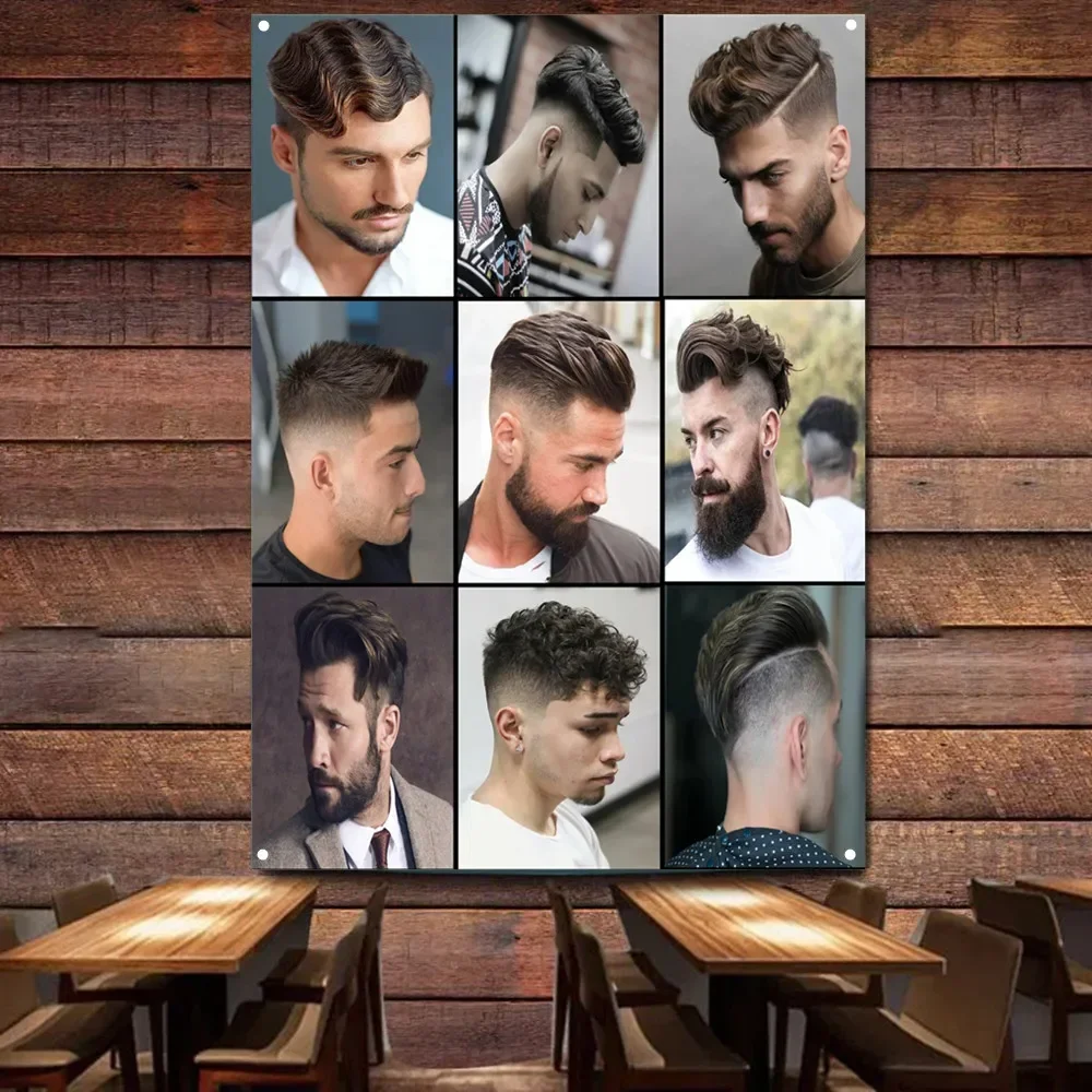 

Best Men's Hairstyle Poster Wall Art Tapestry Banner Flag Barber Shop Home Decor Signboard Haircut & Shave Service Wall Charts