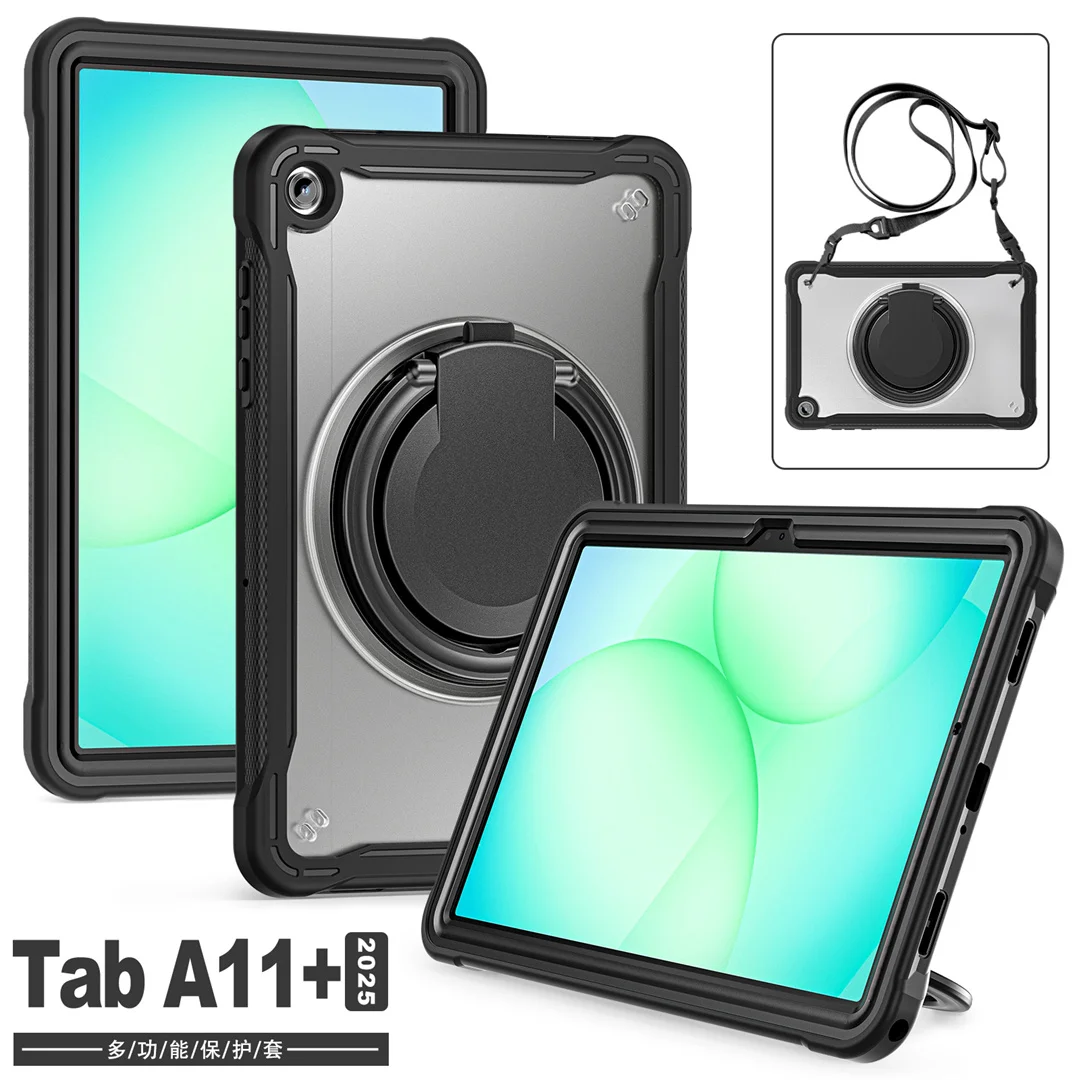 

Чехол для Samsung Galaxy Tab A11+ 2025 360 ° Вращающаяся подставка, противоударная, с плечевым ремнем, рукоятка, полная защита, чехол для планшета