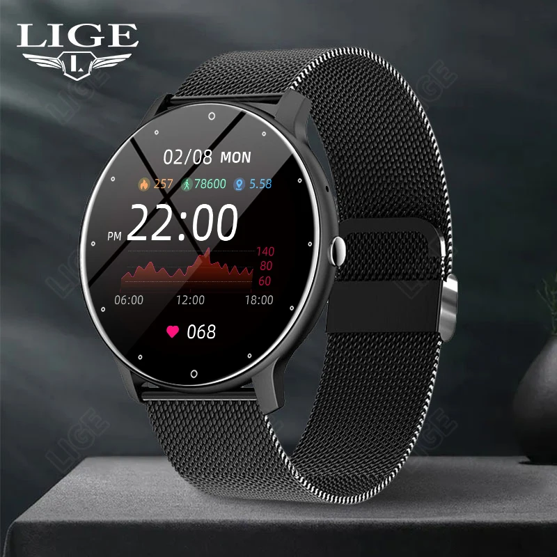 

LIGE Full Touch Screen Smart Watch 2025 New Sport Fitness Tracker IP68 Waterproof Bluetooth Call Smartwatch for Men Women