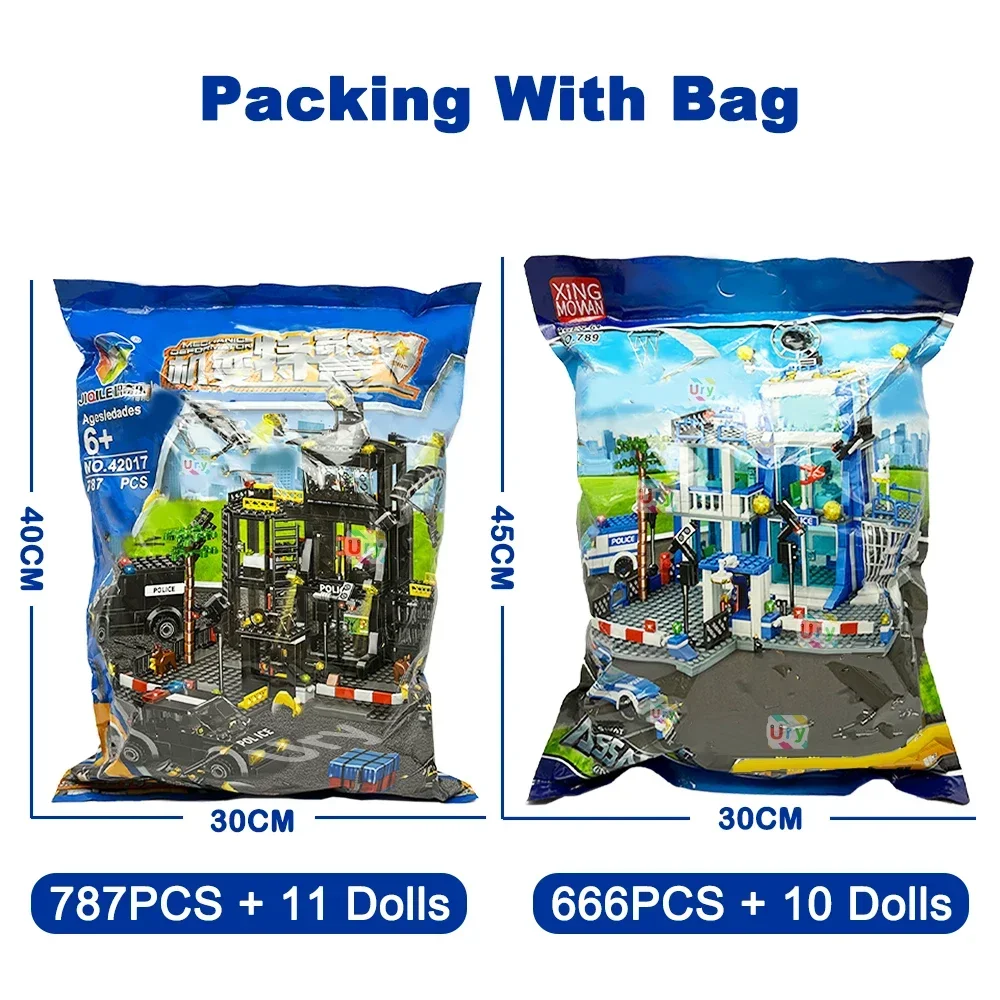 Ensemble de modèles de station de police militaire SWAT, voiture de prison, bateau de policier, figurines de blocs de construction modèles, jouet de bricolage pour enfants, cadeaux pour garçons