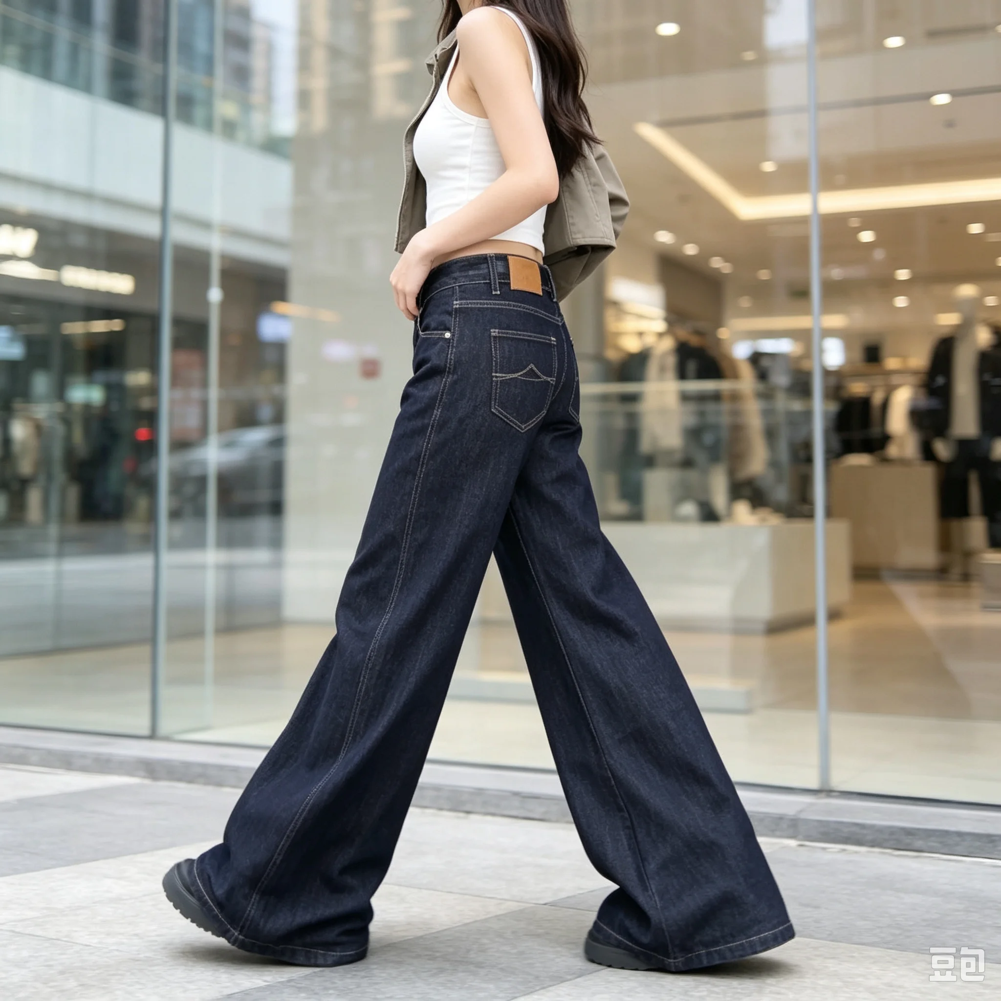 Blue Jeans Women's Hip-hop Fashion Vintage Streetwear Y2K Wide Leg Straight Jean High Waist Trouser Classic Baggy Denim Pants