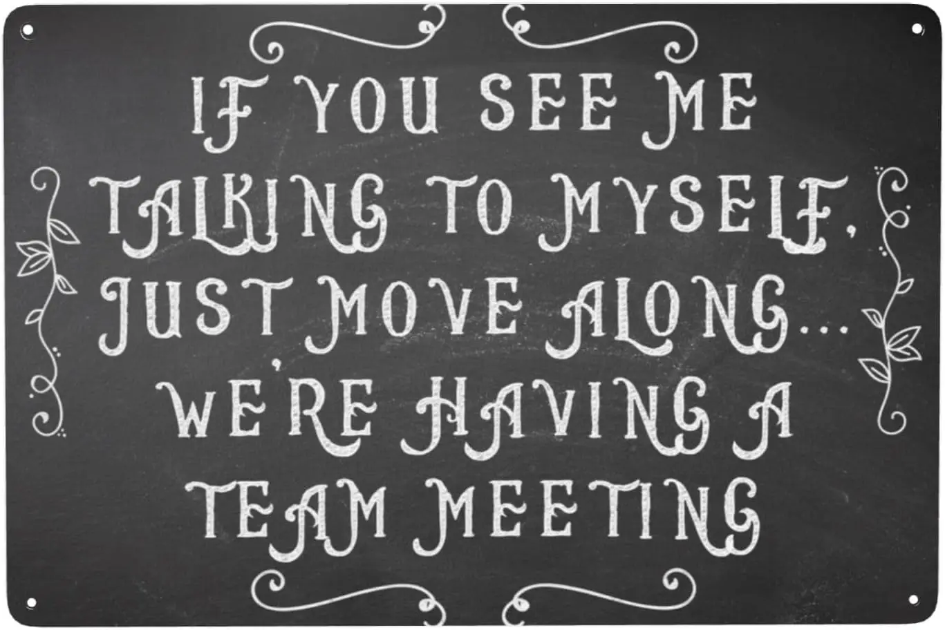 Funny Metal Tin Sign, Warning Signs, Humor Wall Art Decor, If You See Me Talking To Myself, Cubicle Decor Accessories Women Gift