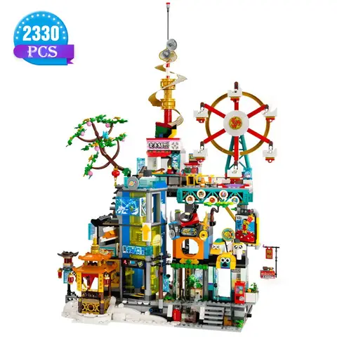 2330PCS Megapolis City 5 주년 기념 Wukong Xiaoxia 수천 개의 도시 벽돌 소년 소녀 퍼즐 빌딩 블록 어린이 선물