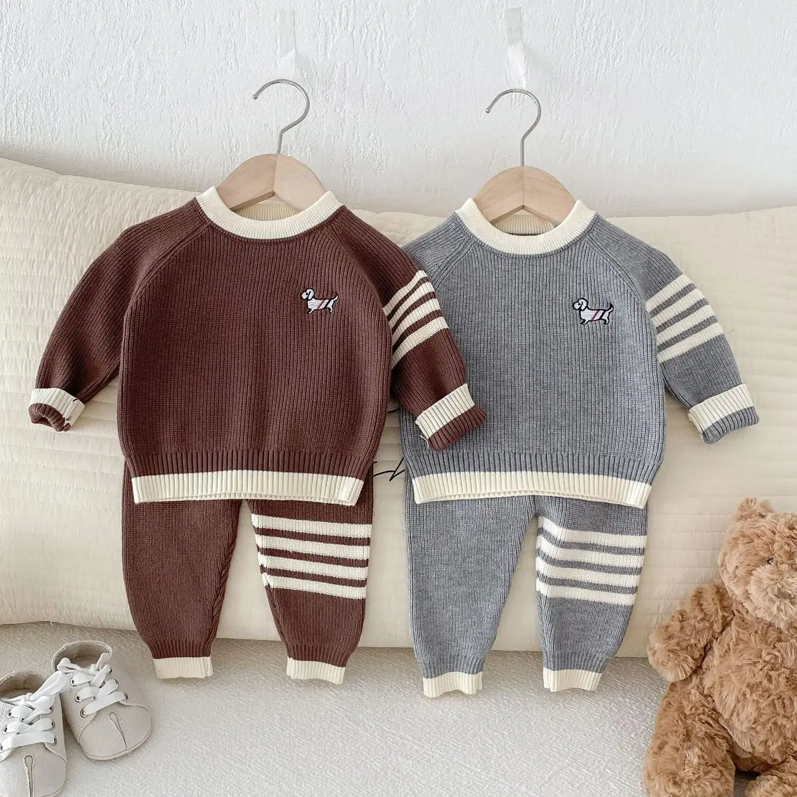 

Boys Autumn Winter Clothes Sets Baby Outfits Children Long Sleeved Cartoon Dog Sweatshirt With Pants Kids Casual Tracksuits