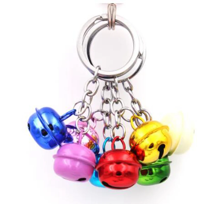 Pet Dog Bell Keychain Copper Jingle Bells Keyring Christmas Polished Punk Hip Hop Ornaments Pets Puppy Pendant Collar Bijoux