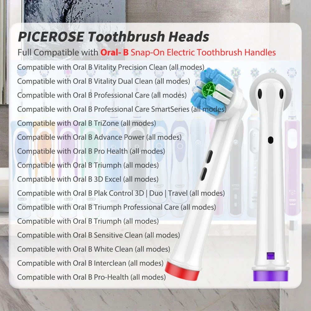 Cabezales de repuesto compatibles con Oral B, cabezales de repuesto de cepillo de dientes eléctrico genérico blanco 3D