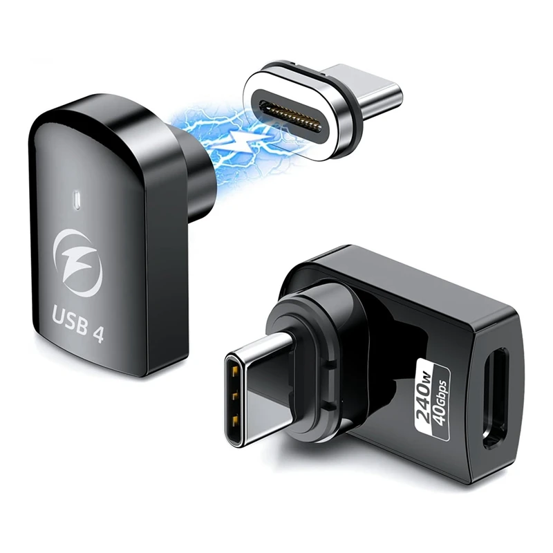 

Магнитный адаптер USB C, 2 шт., 240 Вт, 24 контакта, 40 Гбит/с, быстрая зарядка данных для Thunderbolt 3/4, Pro