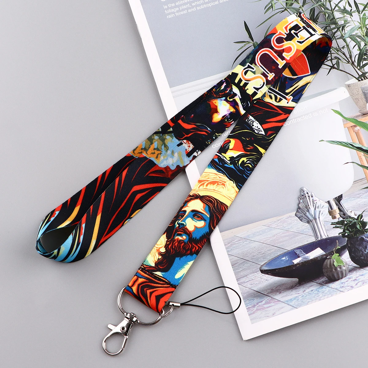 Jesus-ネックストラップ付きカードホルダー,キー,IDカード,携帯電話ストラップ,バッジホルダー,DIYハンギングロープ,ネックストラップ用アクセサリー