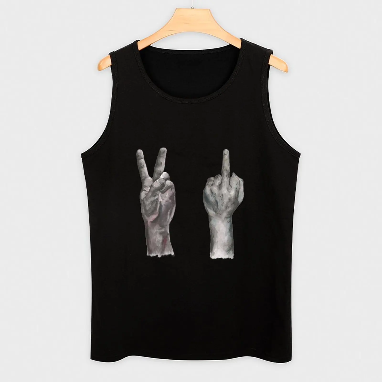 Peace Sign, Middle Finger Tank Top gym clothing men Man gym clothes anime