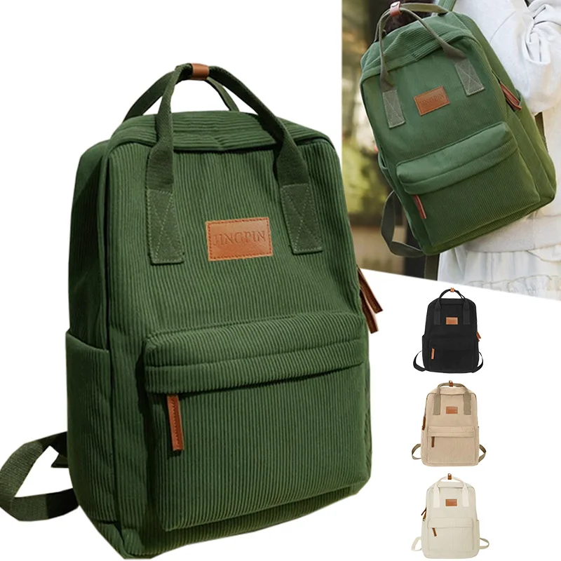 Sleek Stylish Corduroy Backpack Multi-Color Adjustable-Strap Lightweight for Daily Use Casual Functional Elegant Simple Bag