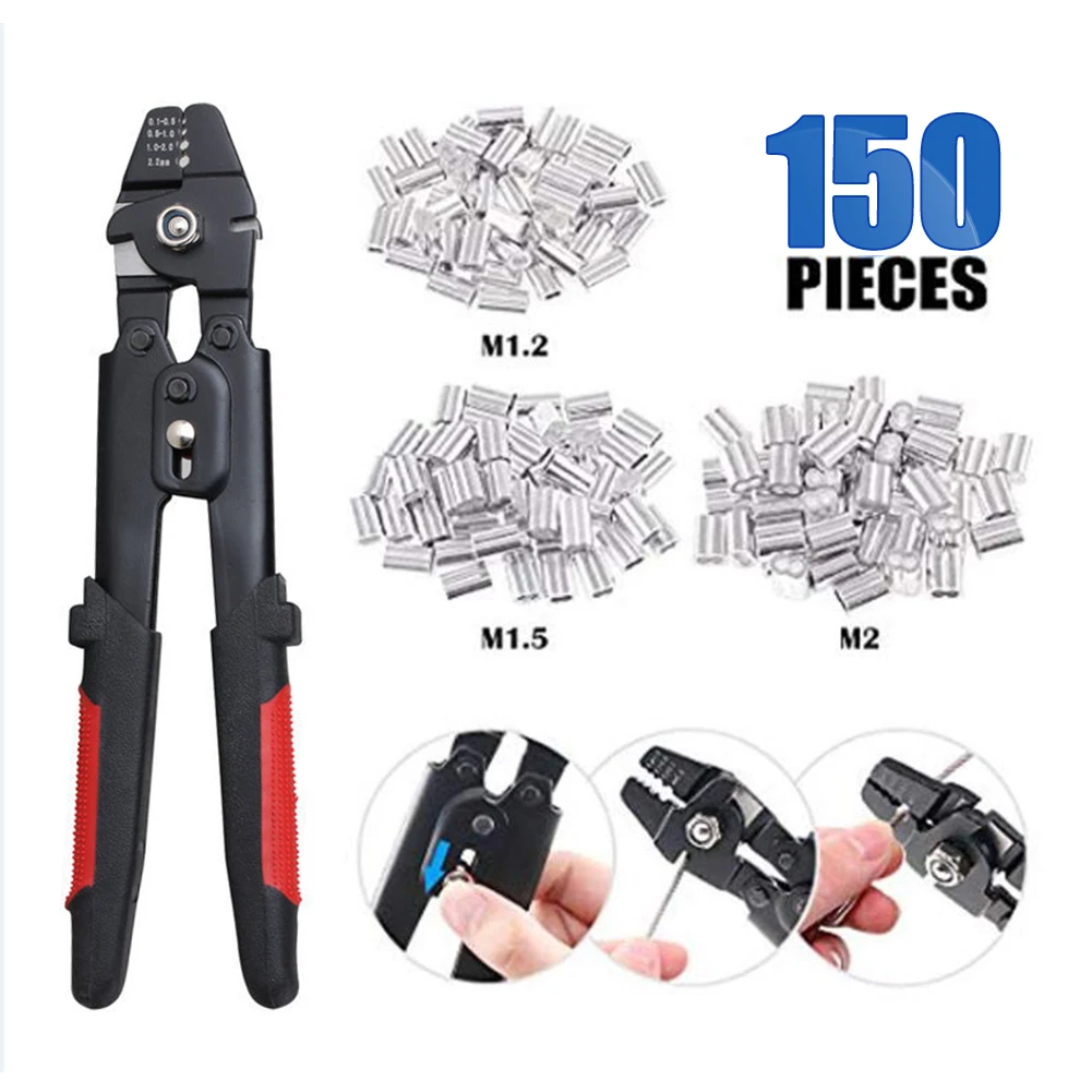 Wire Rope Crimping Tool, Wire Rope Swager, Alumínio Double B, Pesca Crimping Tool, 180pcs