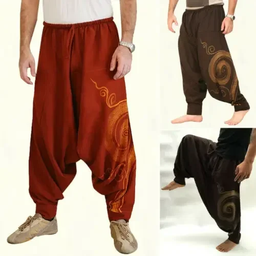 Men\'s Casual Elastic Waist Baggy Hippie Yoga Harem Pants Men Baggy Hippie Boho Gypsy Aladdin Hippie Boho Aladdin Alibaba Harem