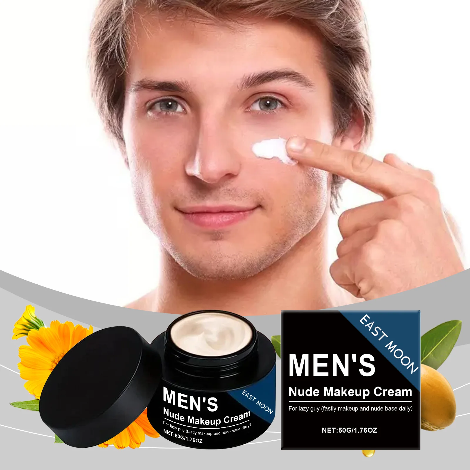 Men's Nude Makeup Cream Nude Lightweight, Hydrating, Water-resistant for Lazy Guy Fastly Makeup and Nude Base Daily