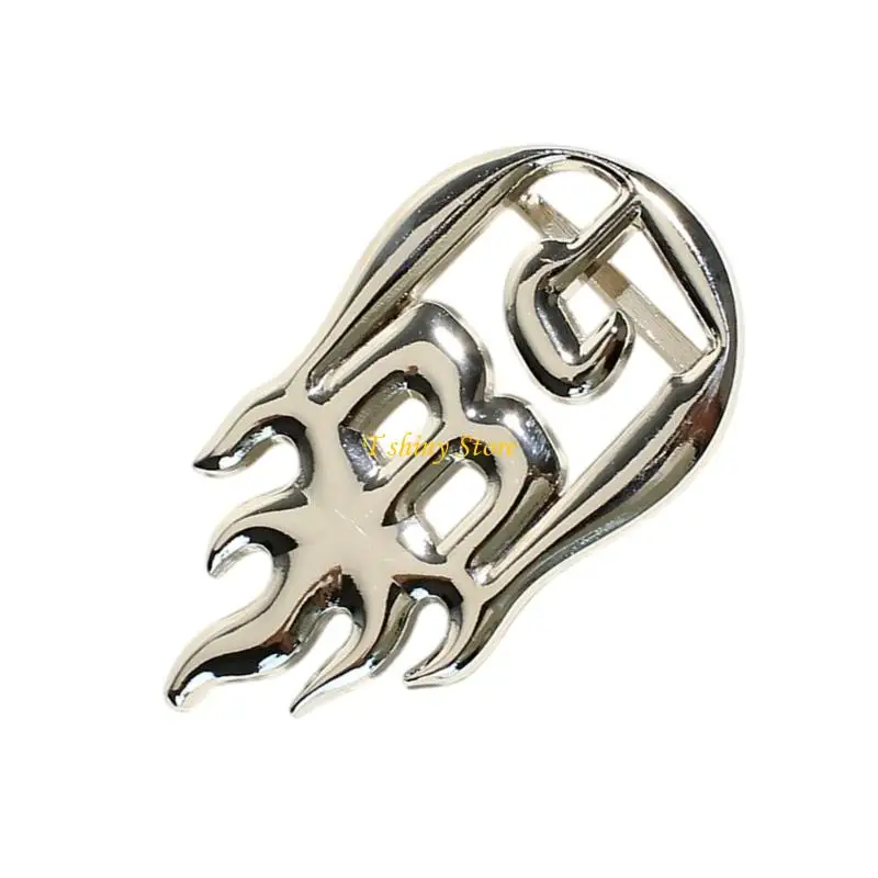 N58F Flame Belt Buckles Metal Retro Unique Replacement for Fashion Trend Golden