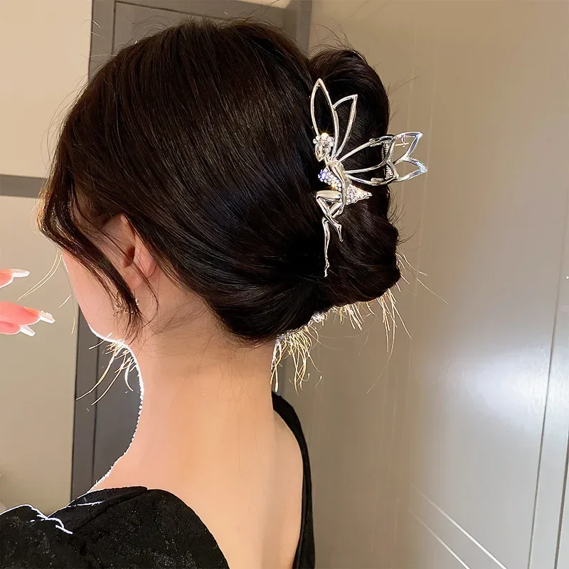 Stunning Rhinestone Elf Fairy Hair Clip with Imitation Pearls and Rice Ear Look - Perfect for Women Metal Hair Accessory