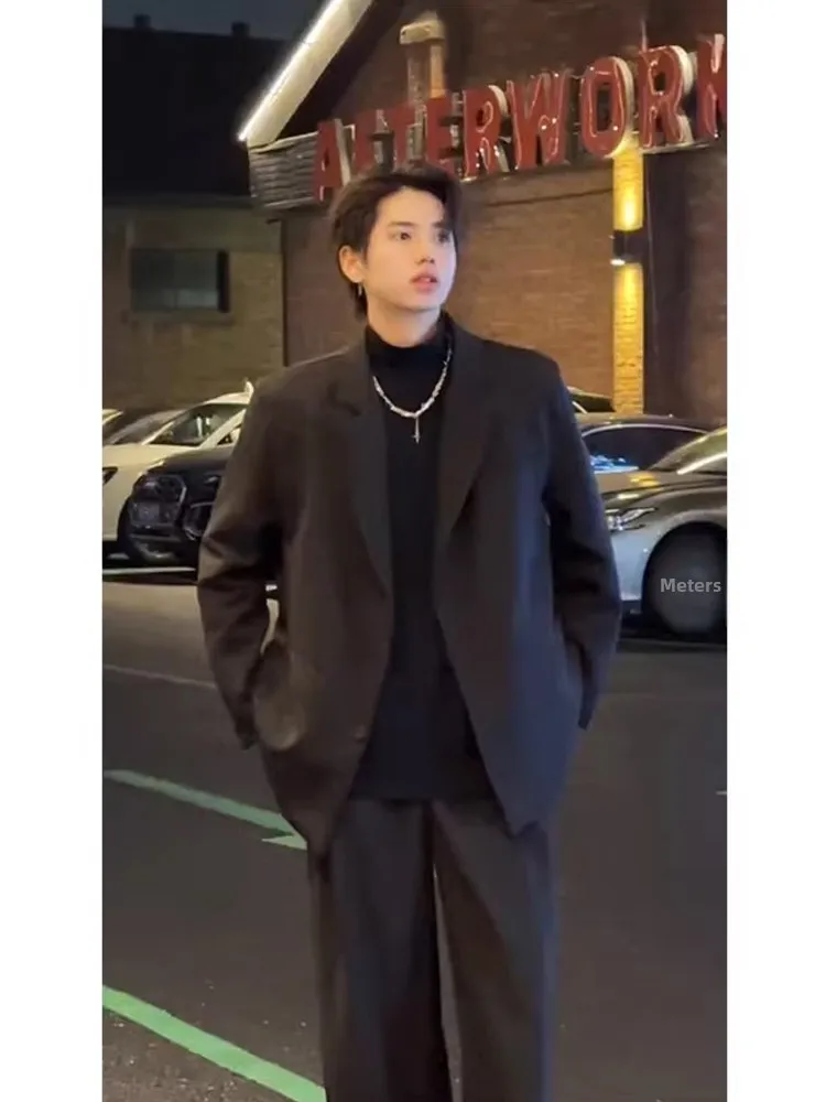 

Briti Sle Casual Suit Jaet Men's High-End Korean Faion CleanFit oulder Western Wear Polyester Fiber Spring Season