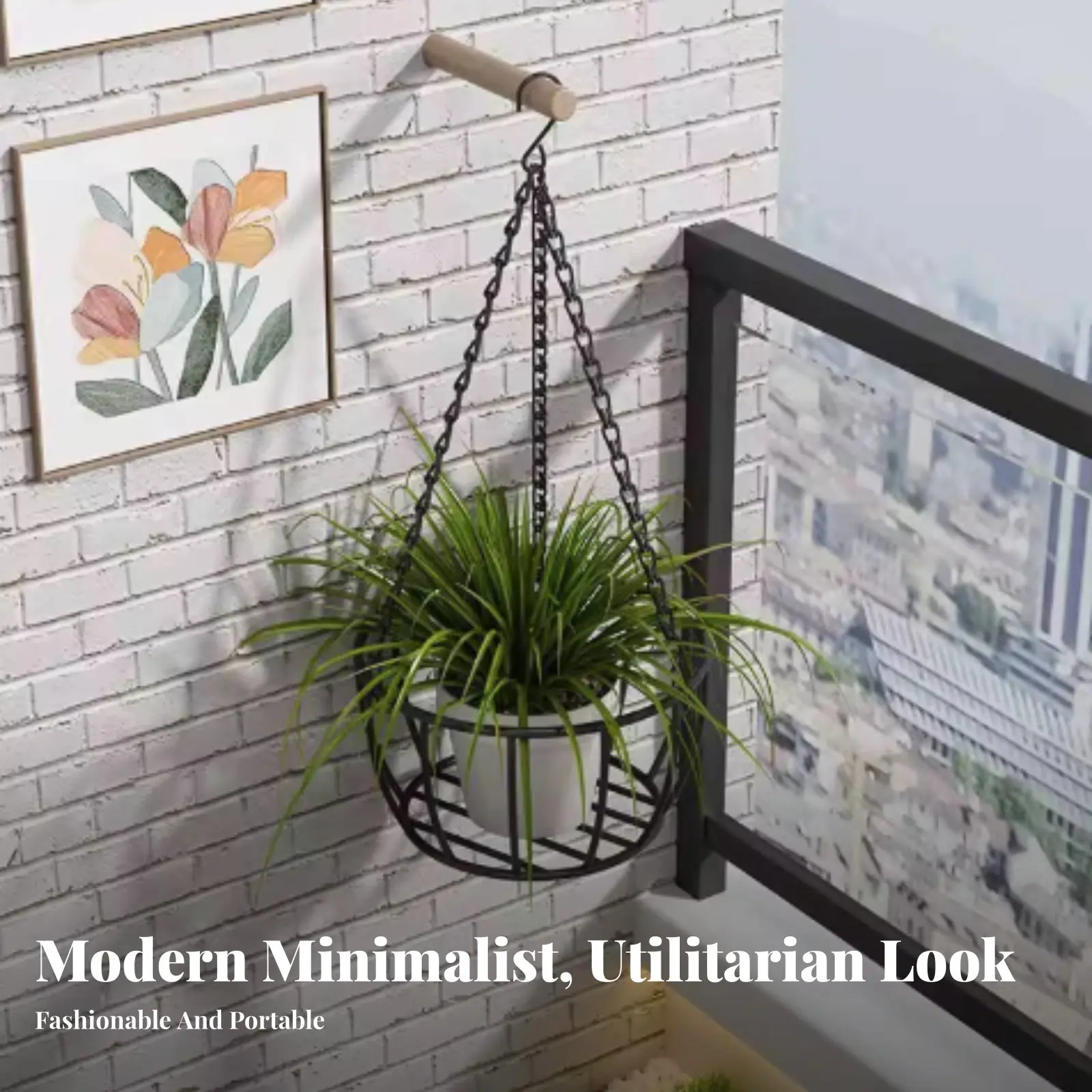 

Vertical surfaceMounted Pot Holder Wrought Iron Design Plant Holder Space-Saving Sturdy Construction for Gardeners, Balcony