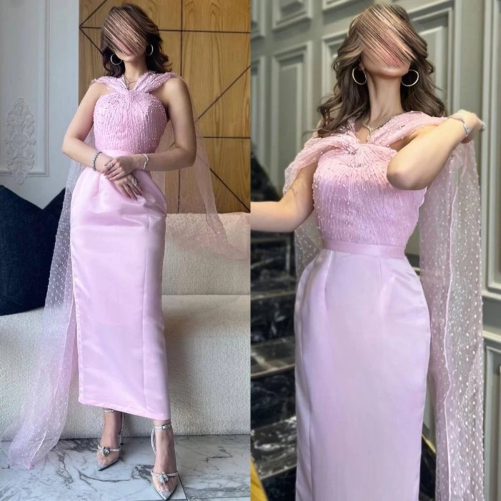 

Customized Elegant Fashion V Neck Sheath Prom Dresses Floor Length Sleeveless Stole Formal Evening Gowns فساتين الحفلات платье ж