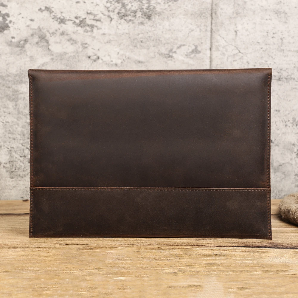 CONTACTS FAMILY Genuine Leather Laptop Case for MacBook Air 13 M4 M3 M2 M1 Pro 14 inch Computer Sleeve Bag Briefcase Vintage