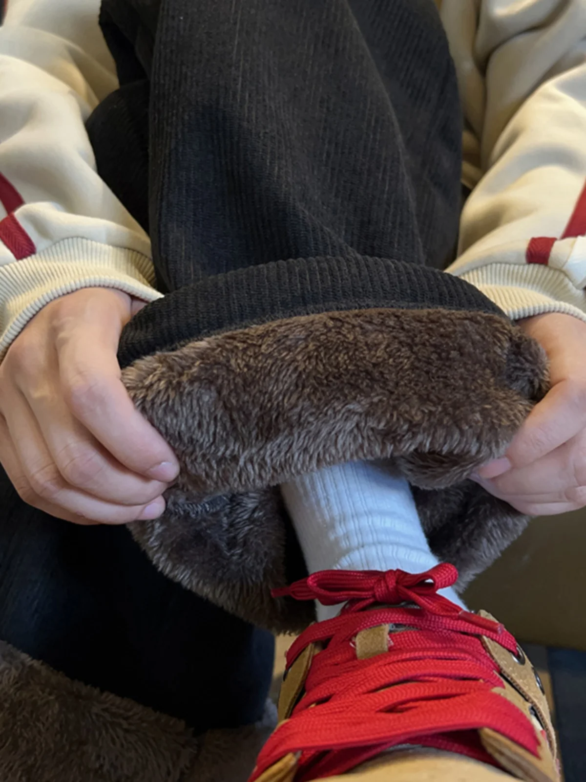 

Мужские вельветовые спортивные повседневные брюки Thiened Winter -40°C с улучшенным утеплением из овечьего вельвета, удлиненные, прямые штаны