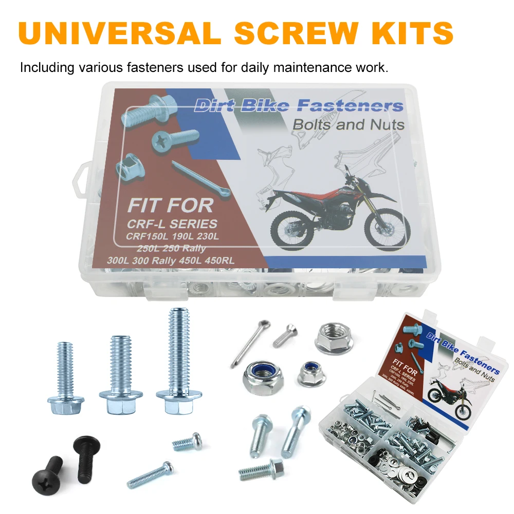 120PCS Plastics Fenders Body Engine Bolts Kit Bodywork For HONDA CRF150L CRF190L CRF230L CRF250L/Rally CRF300L/Rally CRF450L/RL