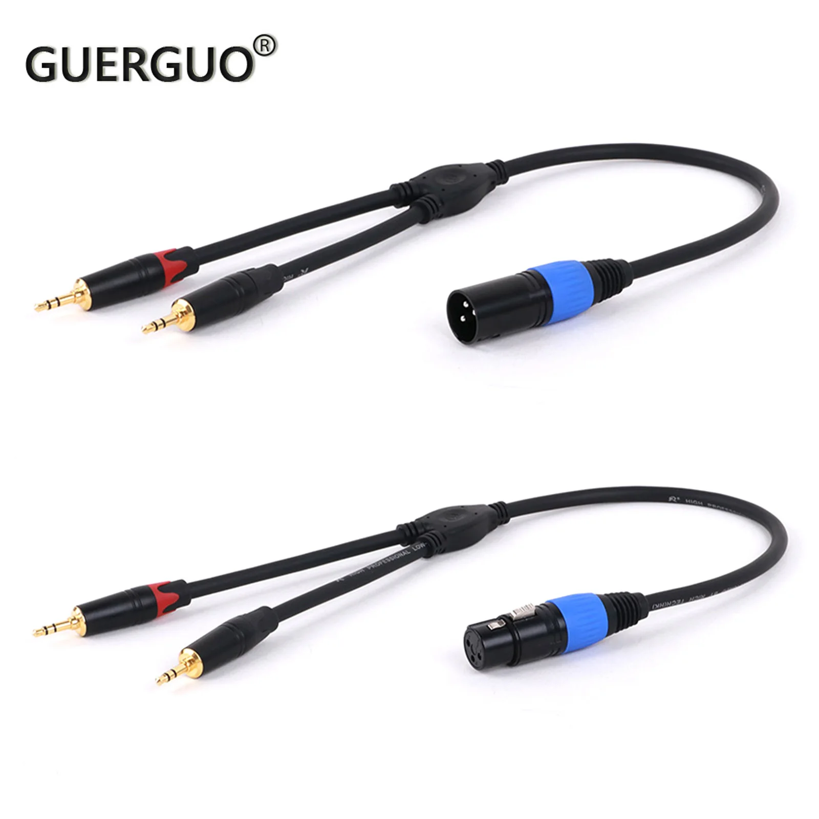 

Premium Audio Cable XLR 3Pin Female/Male Plug to 2* Stereo 3.5mm 1/8inch Male Jack for Guitar Sound Mixer OFC Cable 0.3M-0.5M