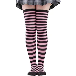 Long Socks Women Thigh High Stockings Ladies Girls White Striped Over Above Knee Sock Cute Christmas Cosplay Lolita 2024 New In