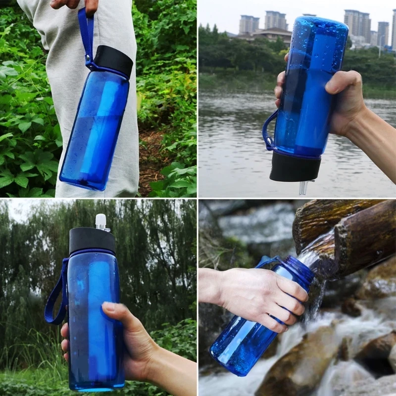 

Lightweight Water Purifier Bottle Portable Camping Filter Outdoor Survival Kettle Emergency Filtration Travel Gear