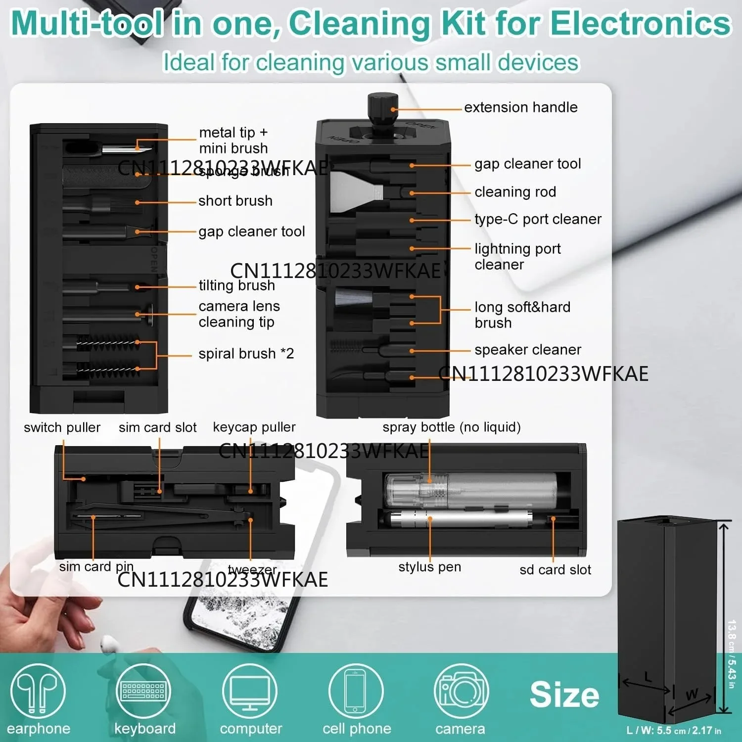 32-in-1 Multi-Purpose Electronic Cleaning Kit Lint-Free Cleaner for iPhone Charge Port AirPods Keyboard Screen Bluetooth Earbuds