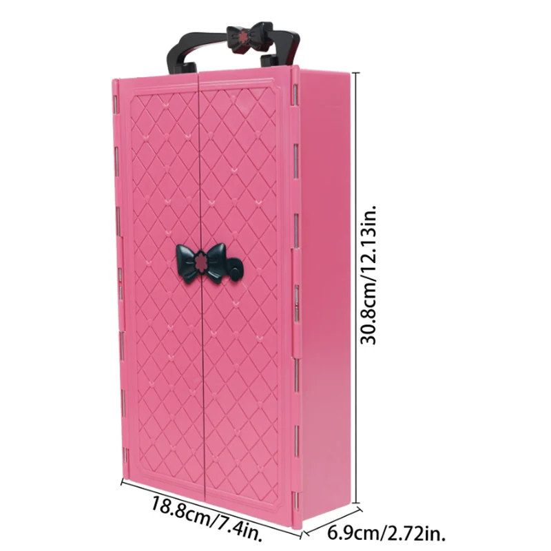 Dollhouse Furniture Doll Wardrobe Plastic Portable Closet Can Collect Doll Clothes And Accessories for Doll Game DIY Kids Toy