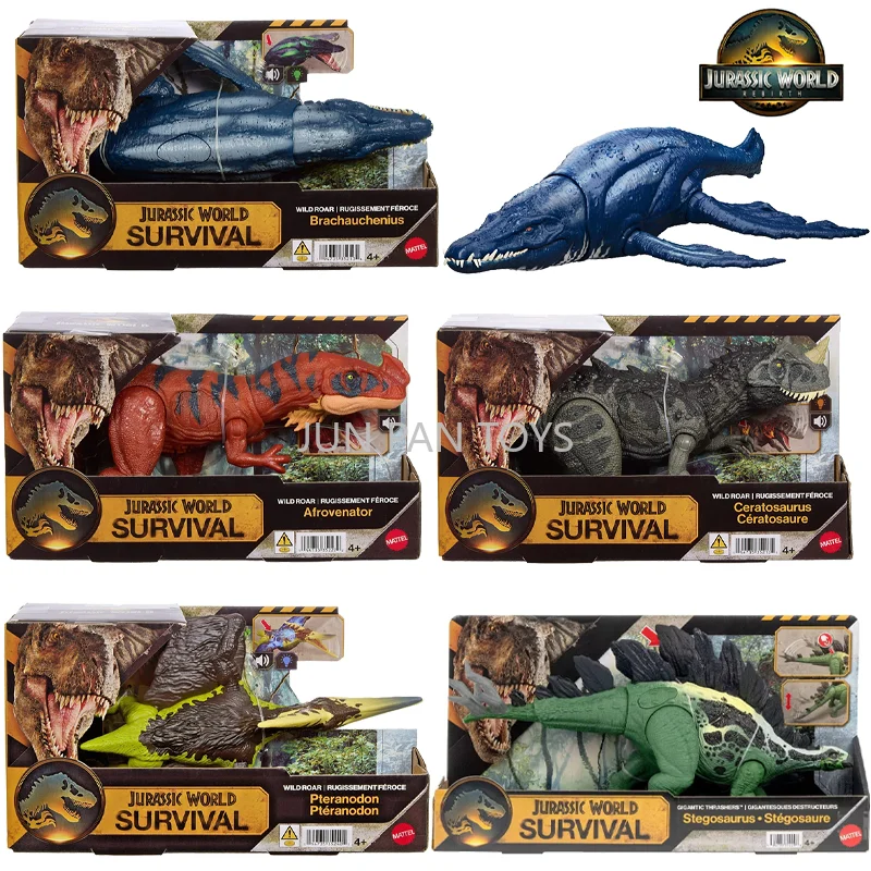 Figuras de Acción Originales de Jurassic World Survival 12 en Wild Roar, Dinosaurios Brachyucheneus, Afrovenator, Ceratosaurus, Pteranodon, Juguetes
