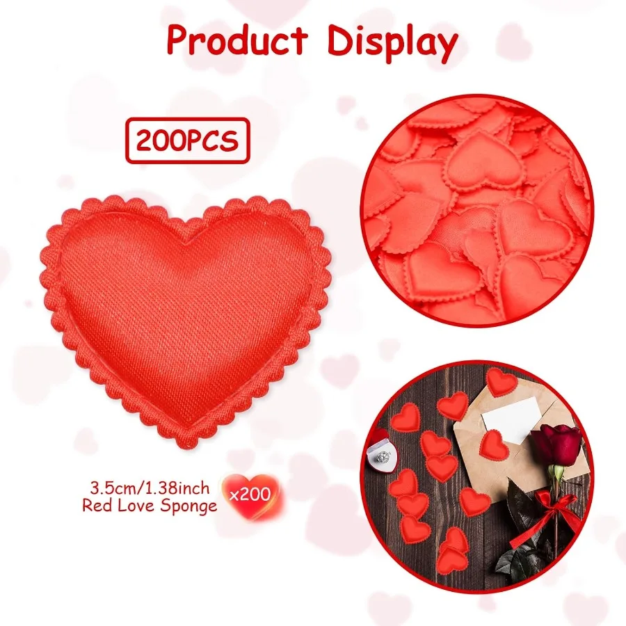 200 шт., 1,4 дюйма, конфетти с сердечками, 3D губчатые лепестки, украшения для стола, красные разбросанные поделки на День святого Валентина, свадьба, юбилей