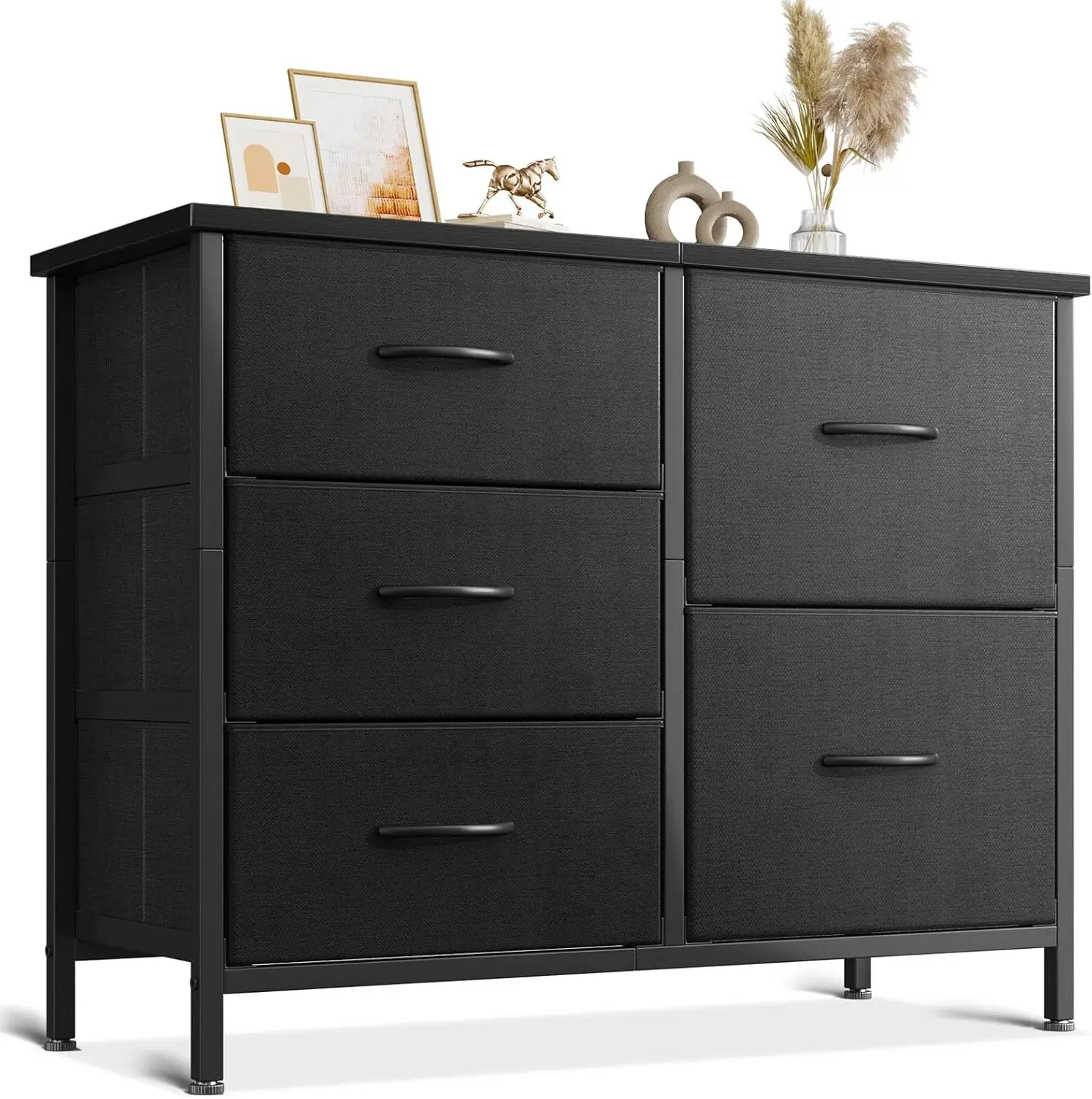 

AODK Dresser for Bedroom Dresser TV Stand with 5 Storage Drawers, Small Fabric Dresser Chest of Drawers for Closet Organizer C