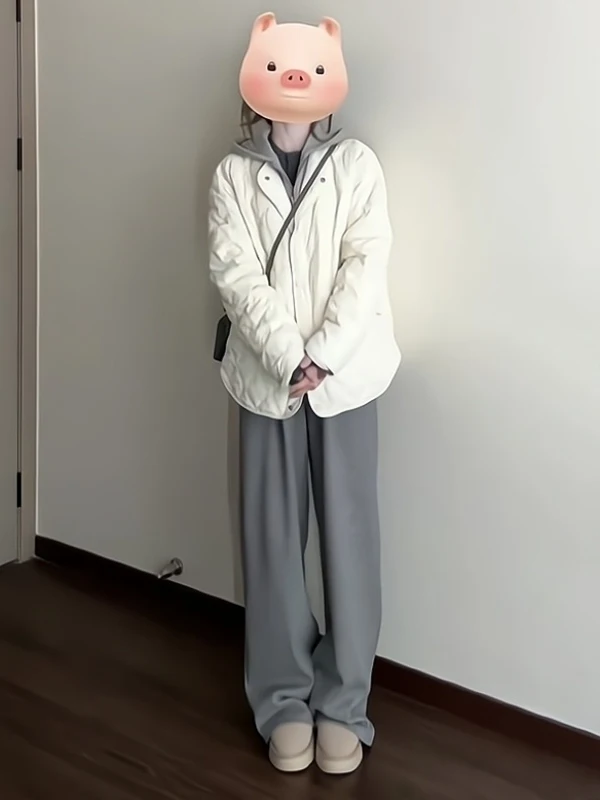 Faionable Splice Cotton Jaet Women's plus Size Artistic Sle ort Outerwear Casual Winter Coat Zipper Closure Long Sve