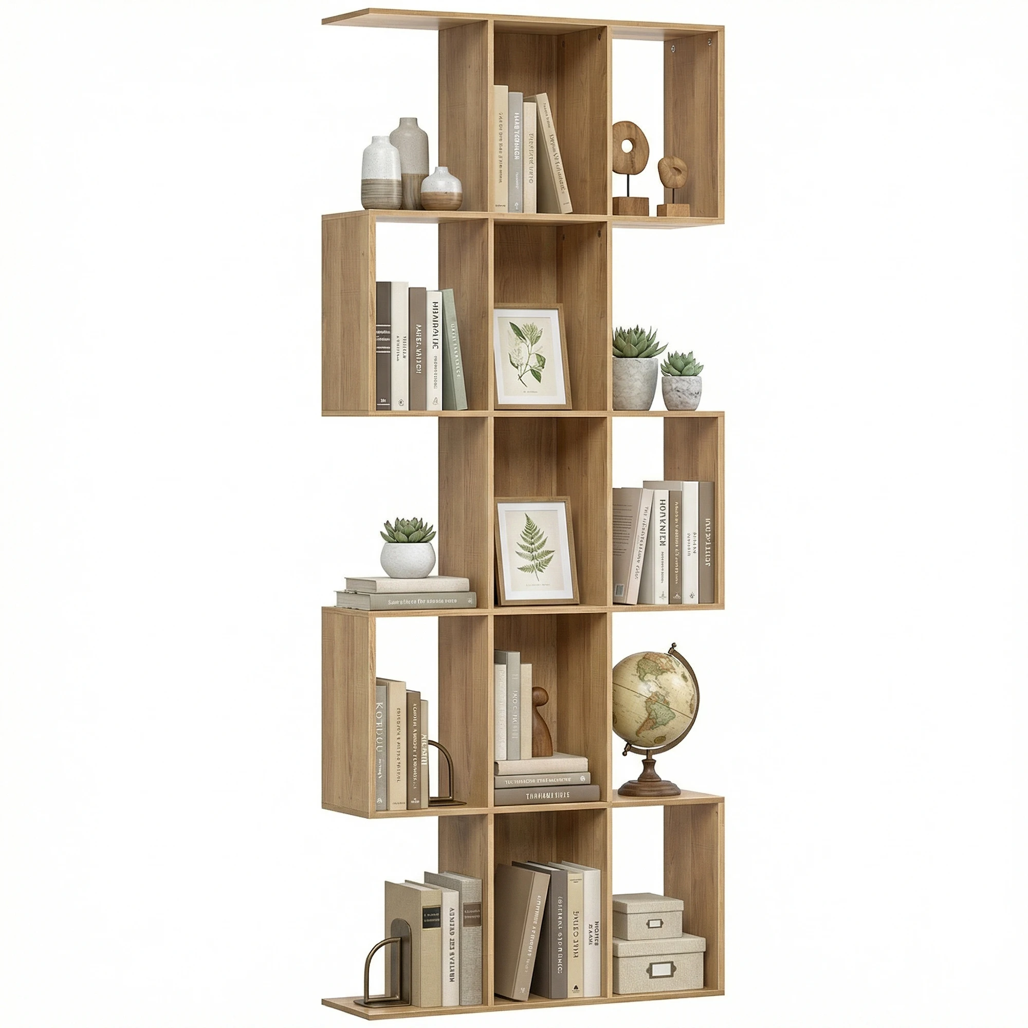 HOMCOM Estantería de 5 Niveles, Biblioteca Estrecha, Librería en Forma de S, para Salón, Dormitorio, Estudio, Oficina, 80x24x200 cm