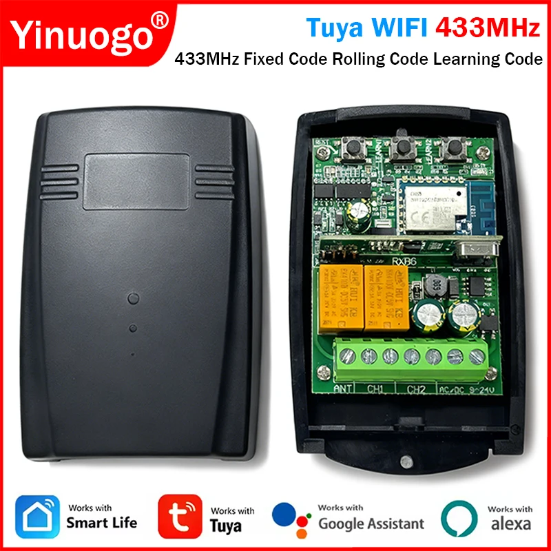 

Tuya WiFi приемник 433МГц Универсальный приемник дистанционного управления для гаражных ворот 433,92 МГц умный переключатель электрический контроллер ворот открывалка