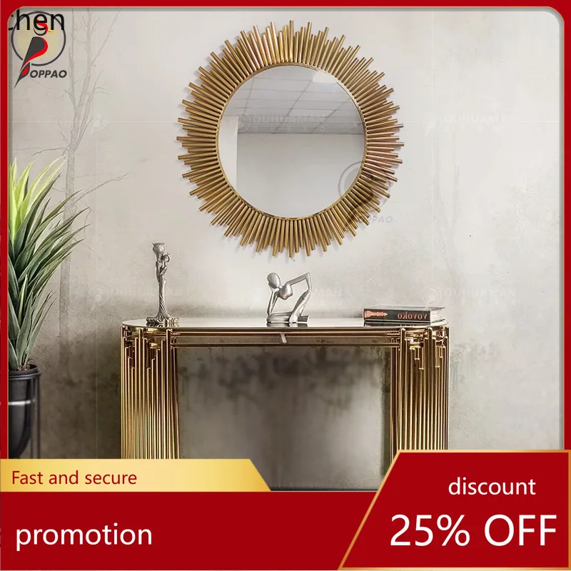 

HXL Stainless Steel Titanium gold Entryway Table Tempered Glass Marble Entryway Table