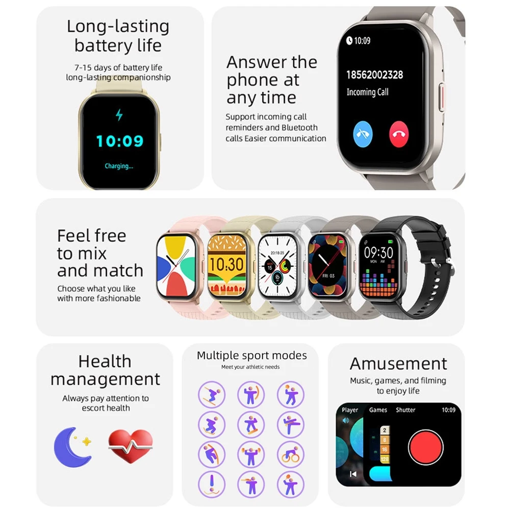 Per Android IOS Watch 2024 New Smart Watch uomo donna frequenza cardiaca pressione sanguigna GPS Fitness Tracker Bluetooth Call Smartwatch Man