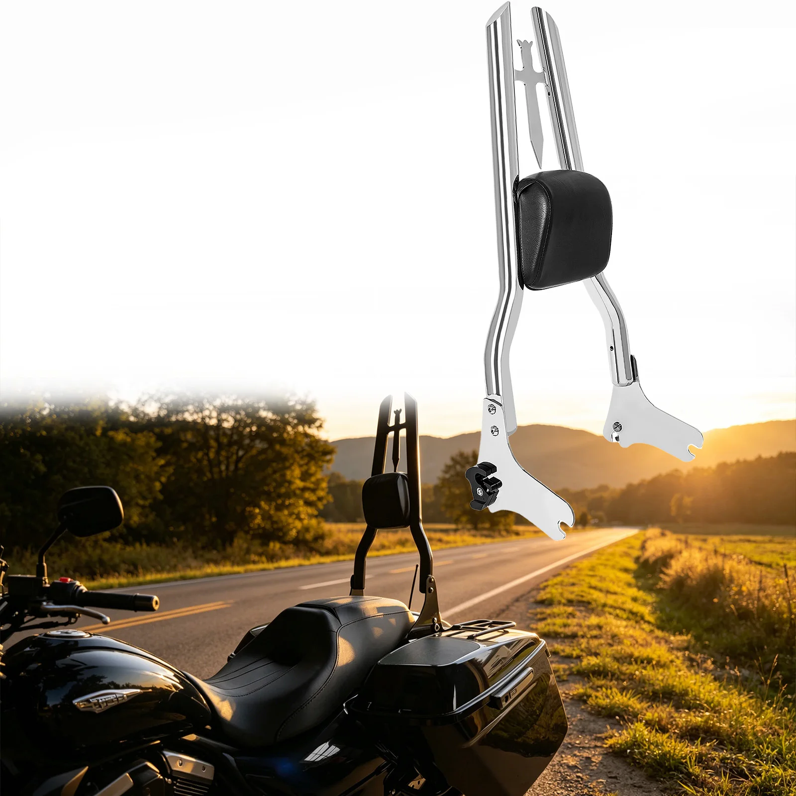 Detachable Motorcycle Rear Backrest Passenger Sissy Bar For Harley Touring 1997-2008 Road King Electra Glide Street Glide FLHR