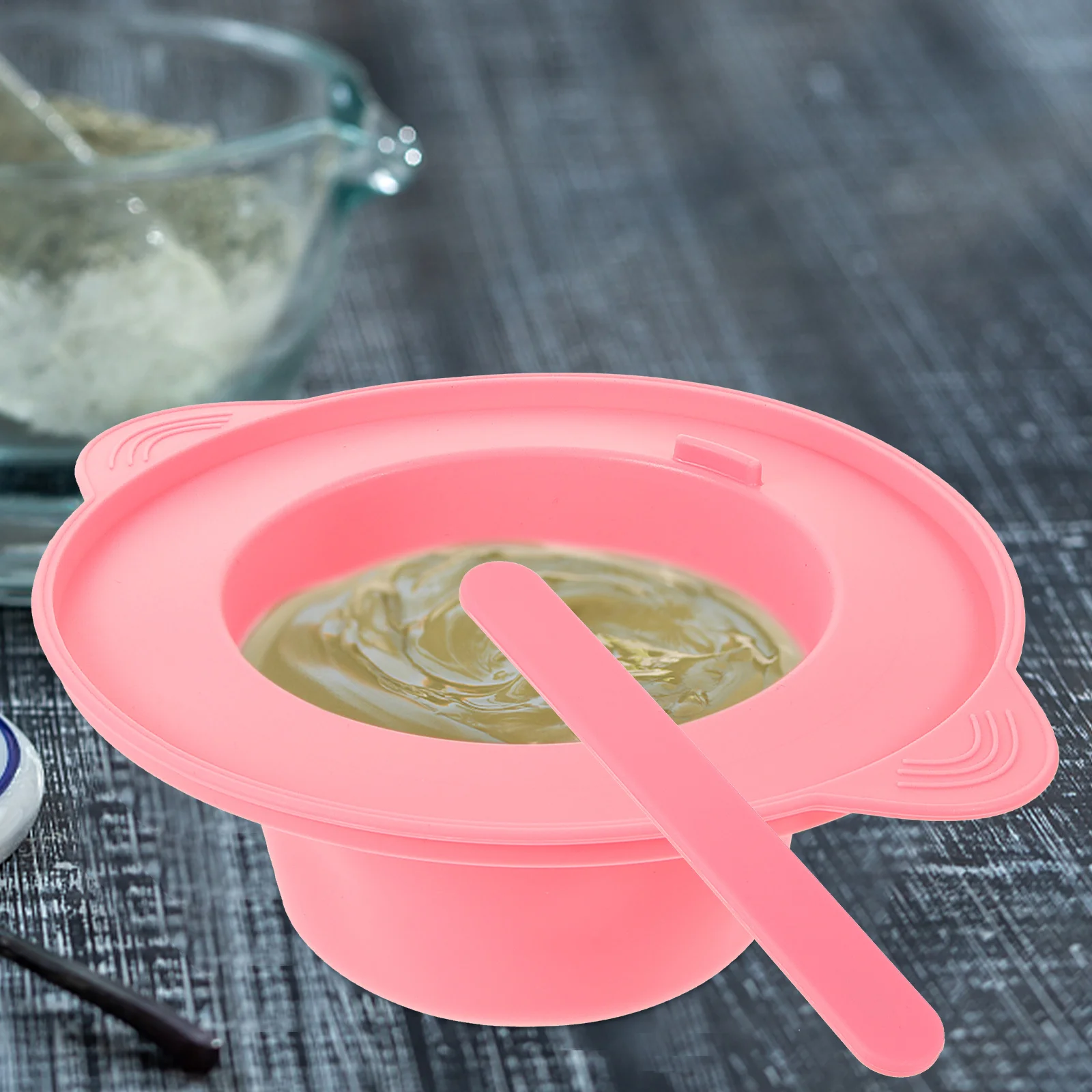 

Silicone Mask Bowl for Hair Removal 400ml Pink Large Size Stirring Stick Nonstick Wax Melting Pot Practical Safe Easy Clean