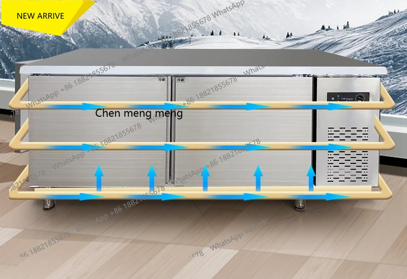 M138 refrigerated freezer flat freezer kitchen horizontal stainless steel workbench fresh-keeping cabinet commercial use