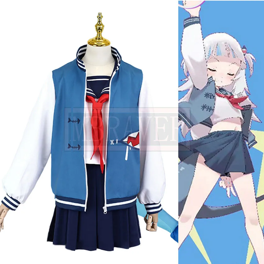 

Anime VTuber Hololive Shark Gawr Gura Sailor Suit Uniform Dailydress Dress Any Size Cosplay Costume Women Halloween