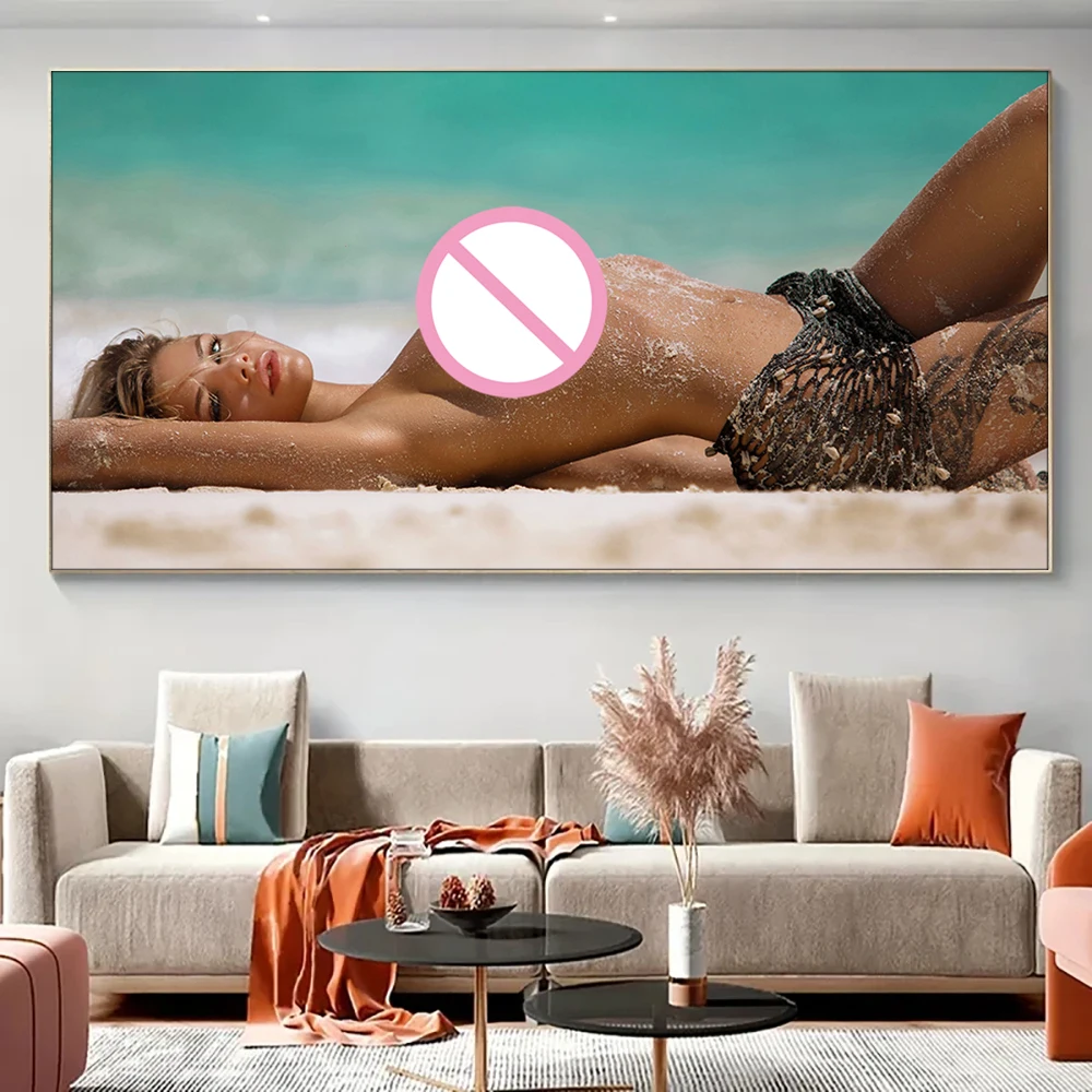 Beach Girl Posters and Prints Wall Art Topless Beauty Canvas Paintings For Bedroom Home Decor