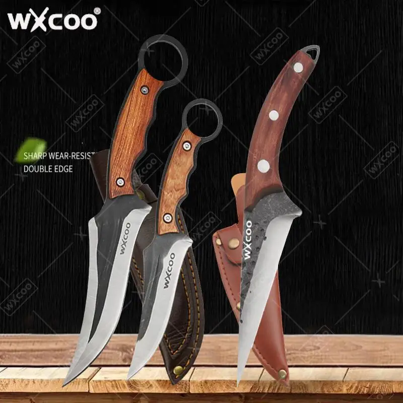 WXCOO Handgeschmiedetes Metzgermesser, Küchenmesser aus Edelstahl, Full Tang, Fleischbeil, Ausbeinen, Kochmesser zum Grillen