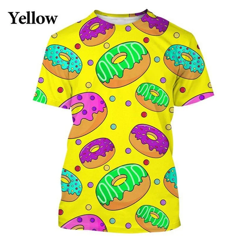 New Summer 3D Printing Chocolate Donuts T Shirt Children Fashion Streetwear Tee Shirts Unisex Summer Funny Y2k Tshirts Clothing