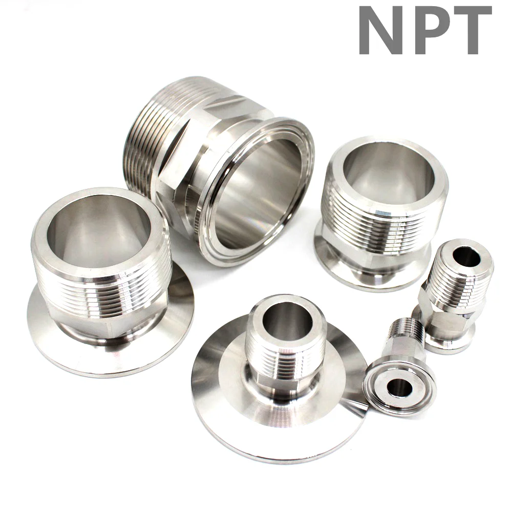 High Quality Tri clamp NPT Male adapter SS304 stainless steel homebrew supply  Fitting Connector Stainless  Ferrule 1/4