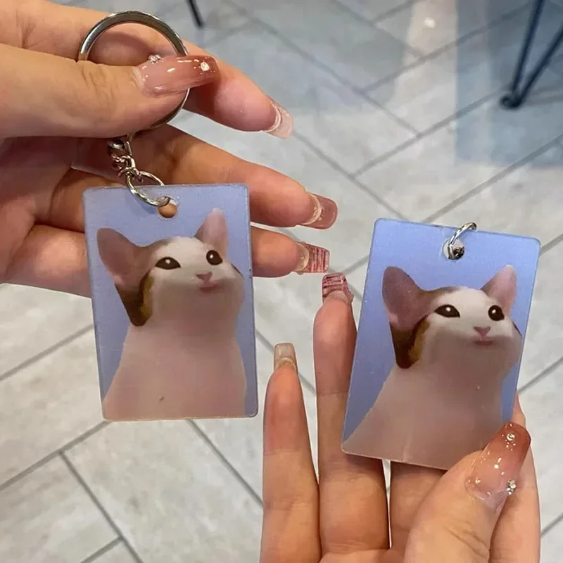 1-5pcs Funny Magic Cat Acrylic Keychains Couple Large Open Close Mouth Key Rings Charm Shake Flexible Kitten Bags Pendants Gifts